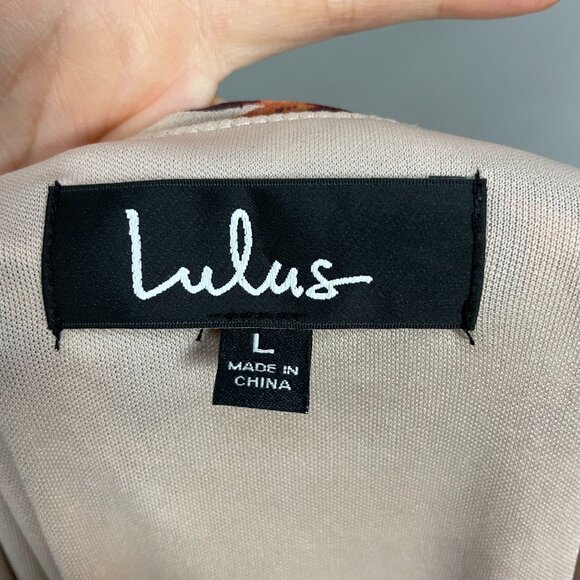 Lulus Shifting Dears Floral Shift Dress Cut Out Sleeve Beige‎ Cream Mini Large - Picture 4 of 16